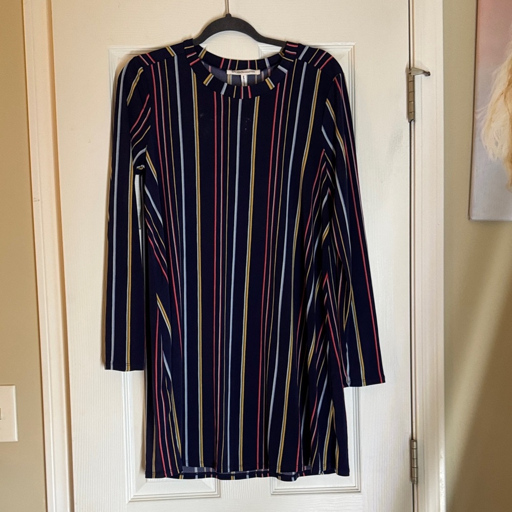 BCBGeneration Multicolor Striped Long Sleeve Dress